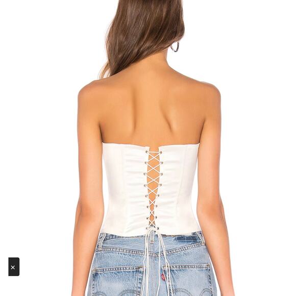 Worn once White Danielle Guizio Satin Corset Top Lace up Back size Medium M - Picture 3 of 7
